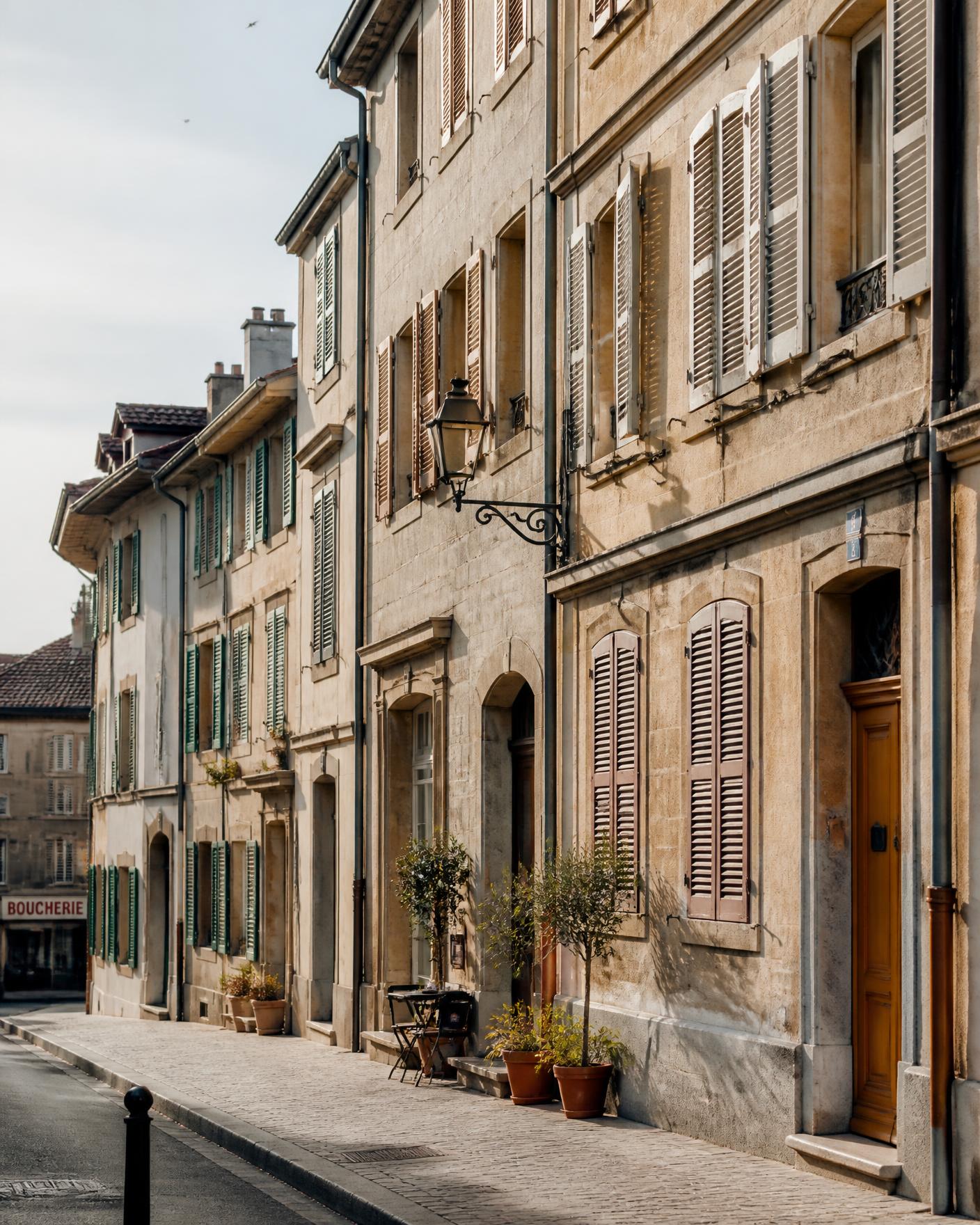 Façades anciennes d'une rue de Carouge à Genève